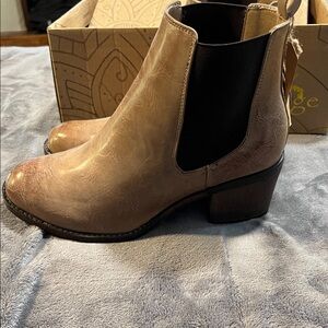 Classic Chelsea Ankle Booties in Taupe Faux Leather